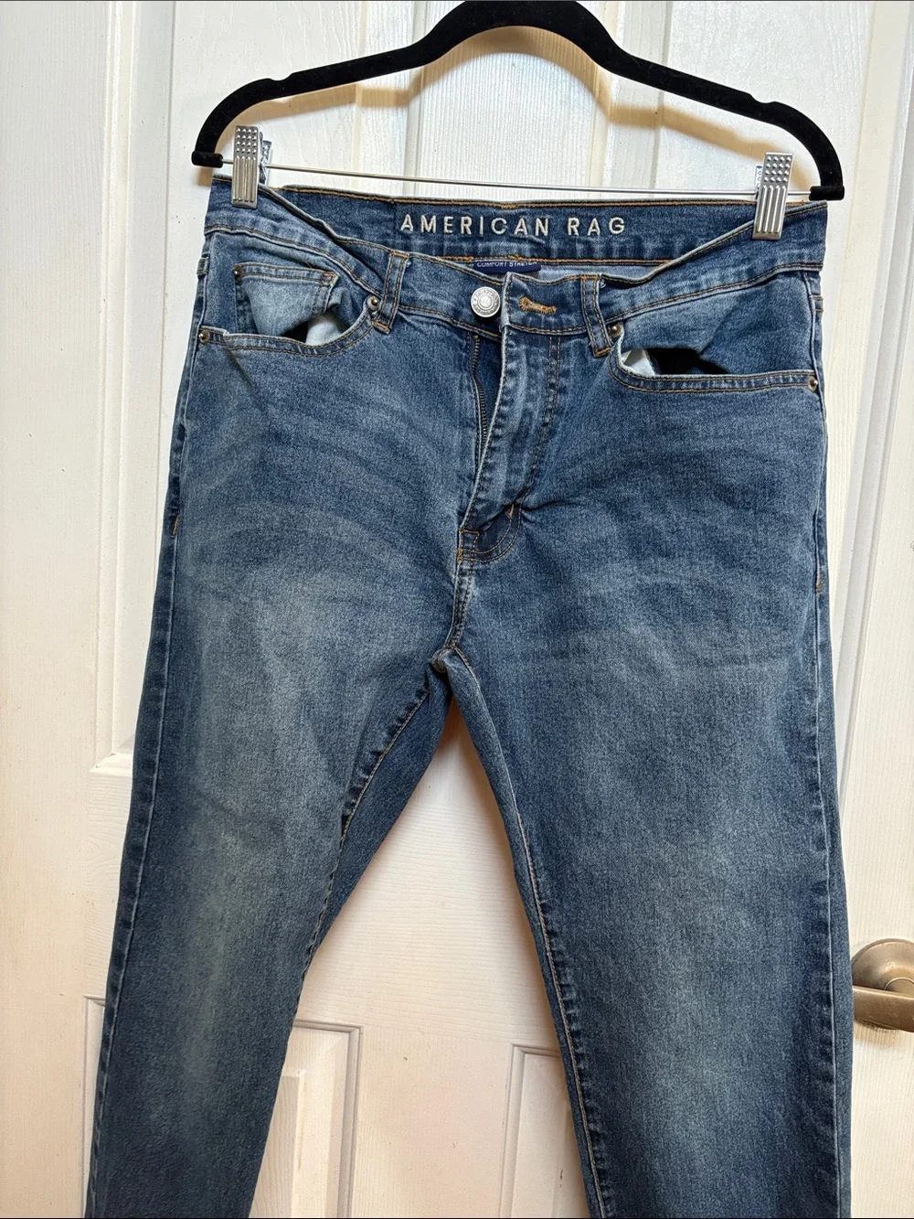 American Rag Slim Straight Men’s Denim Jeans - Faded Blue Wash